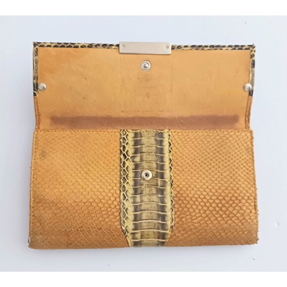 Jimmy Choo Elaphe Snakeskin Rectangular Wallet Python Trim Made in Italy 7.5X4 - Picture 9 of 12